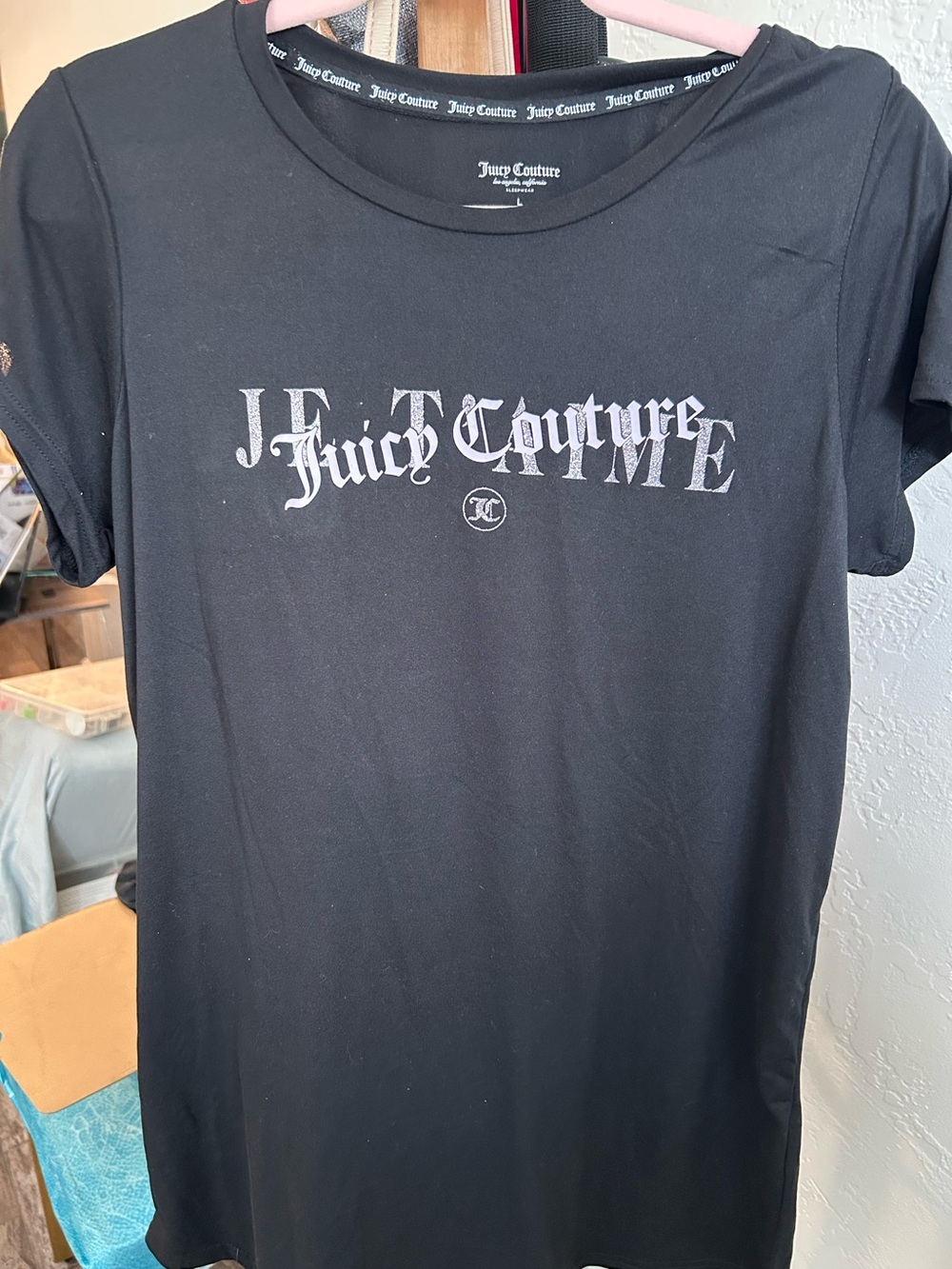 Juicy Couture Women’s Black Logo T-Shirt -Size L